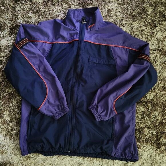 Adidas Jacket Women's Sz M Purple Mock Neck Windbreaker Full zip VTG 90's - Picture 1 of 6